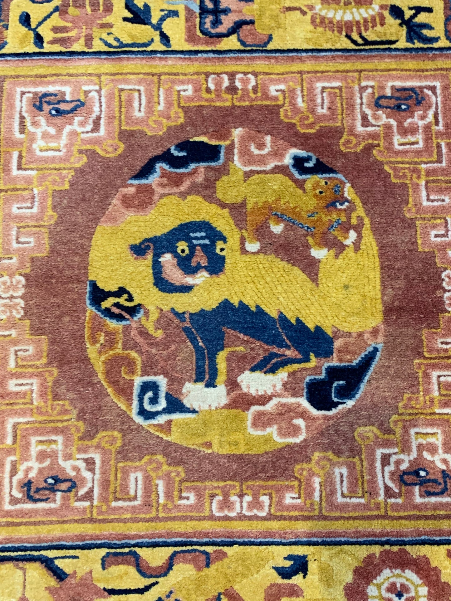 Antique Chinese FU dog design rug
