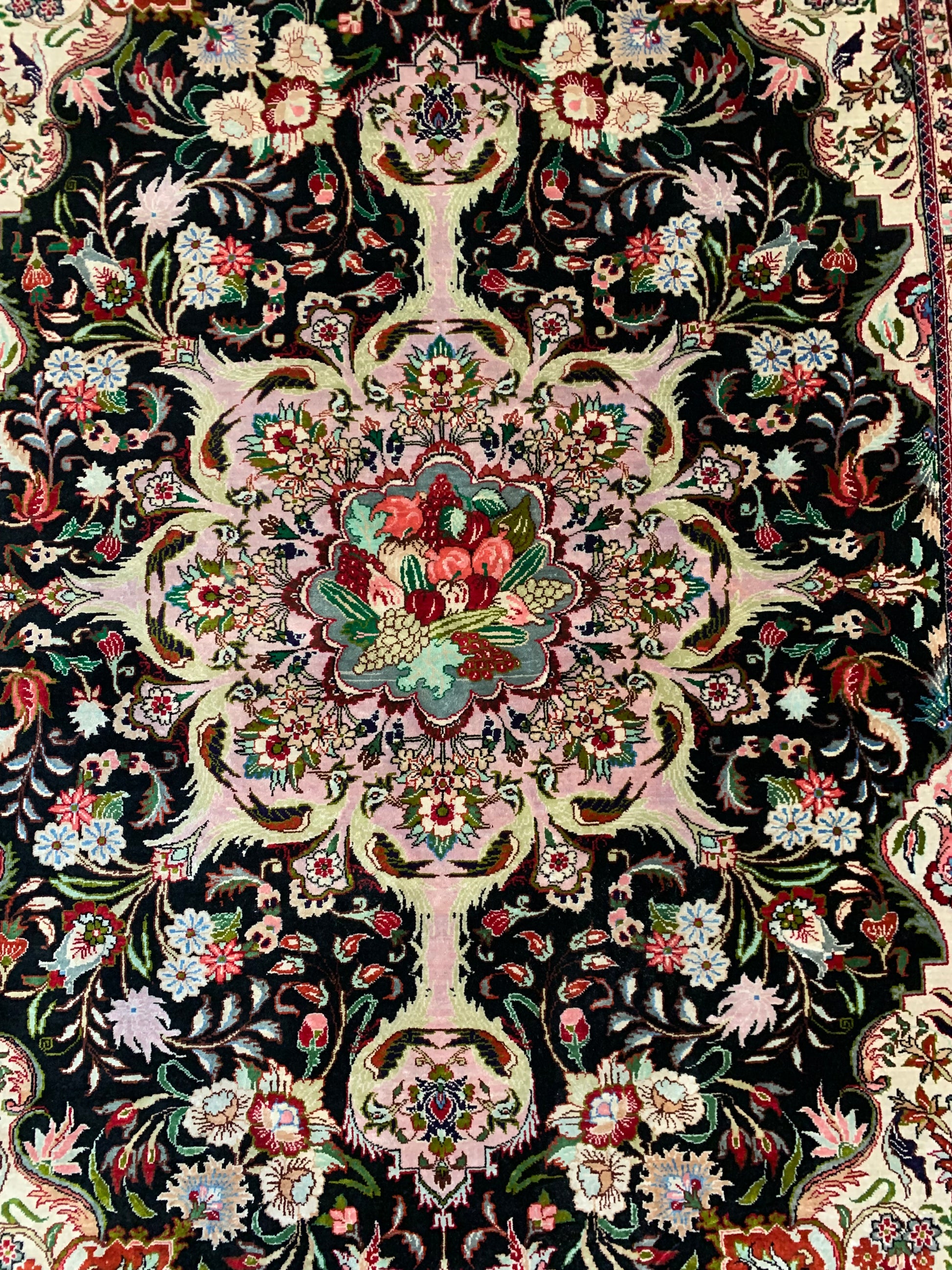 Wonderful vintage decorative Persian Qom silk rug - Hakiemie Rug Gallery