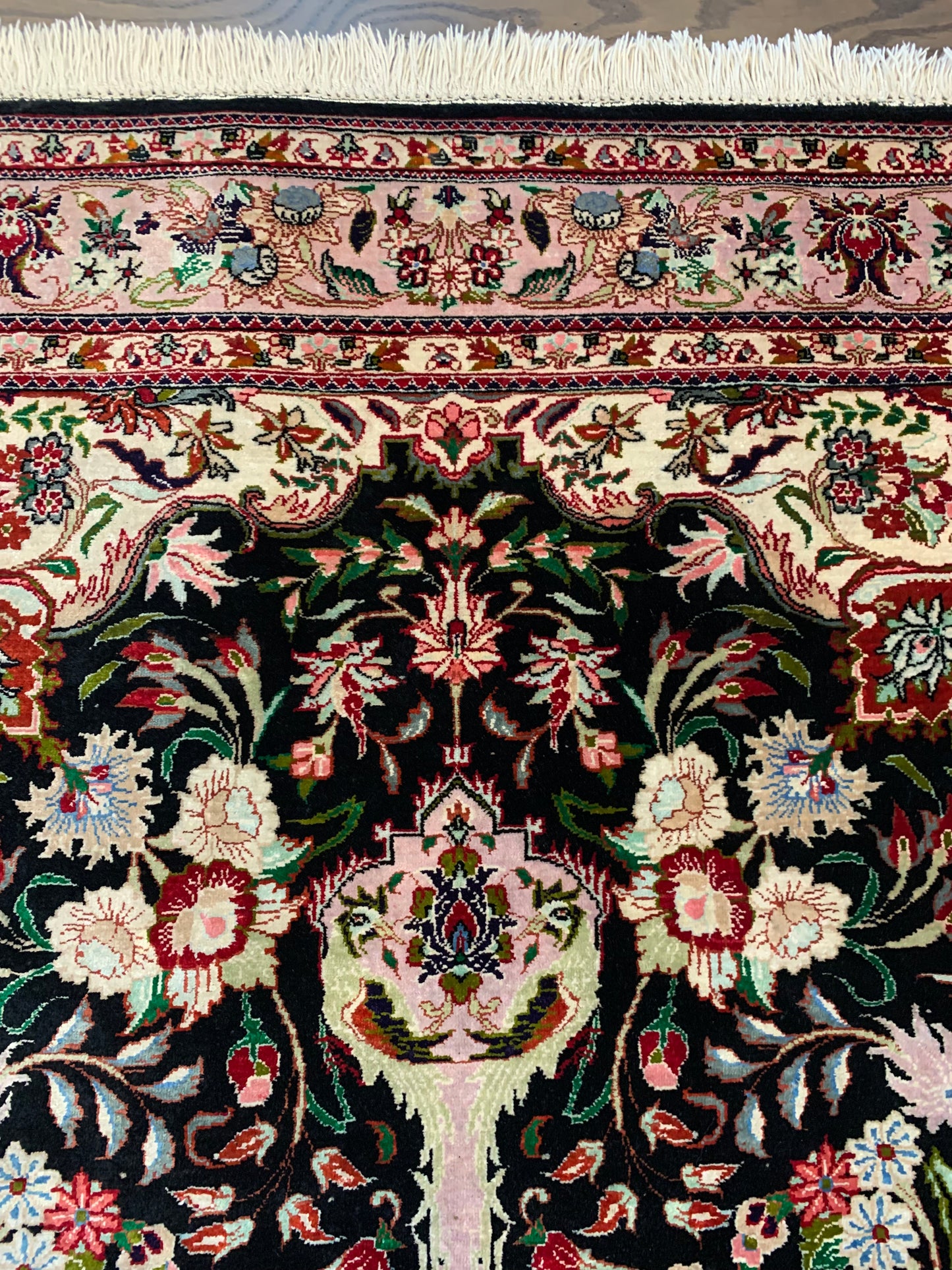 Wonderful vintage decorative Persian Qom silk rug - Hakiemie Rug Gallery