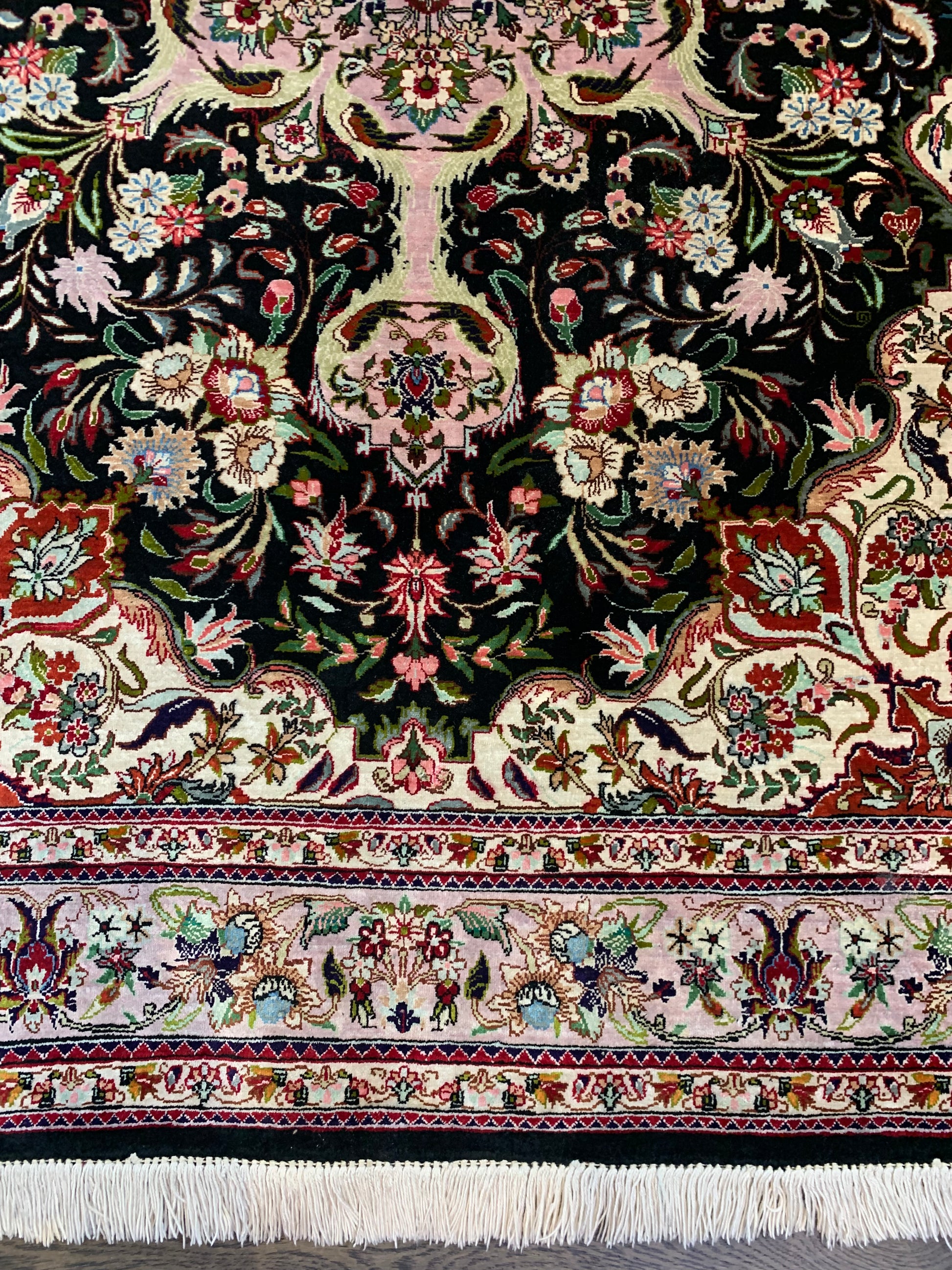 Wonderful vintage decorative Persian Qom silk rug - Hakiemie Rug Gallery