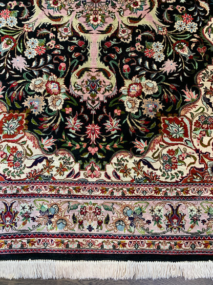 Wonderful vintage decorative Persian Qom silk rug - Hakiemie Rug Gallery