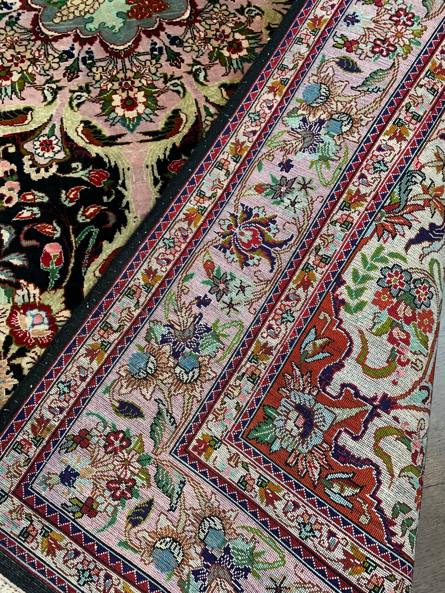 Wonderful vintage decorative Persian Qom silk rug - Hakiemie Rug Gallery