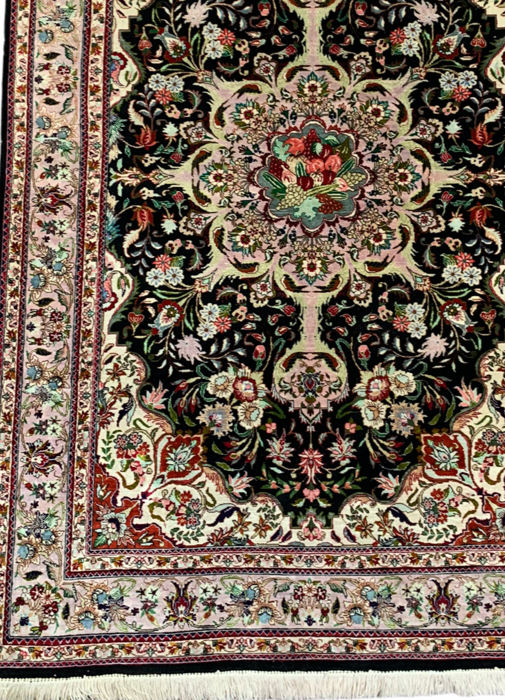 Wonderful vintage decorative Persian Qom silk rug - Hakiemie Rug Gallery