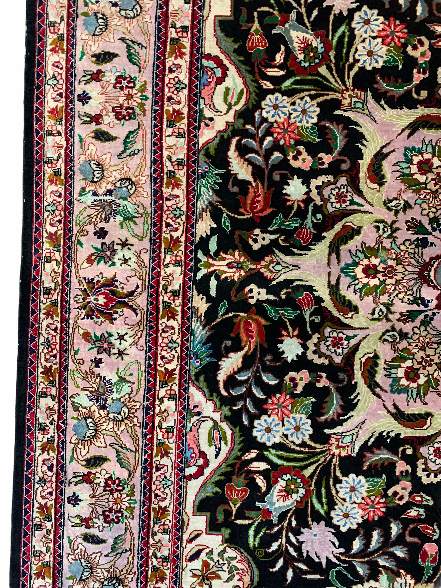 Wonderful vintage decorative Persian Qom silk rug