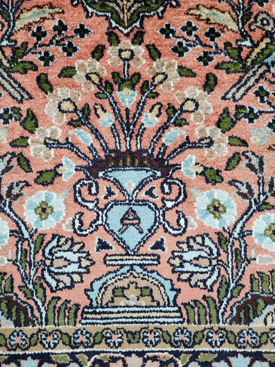 Antique India Kashimir silk rug