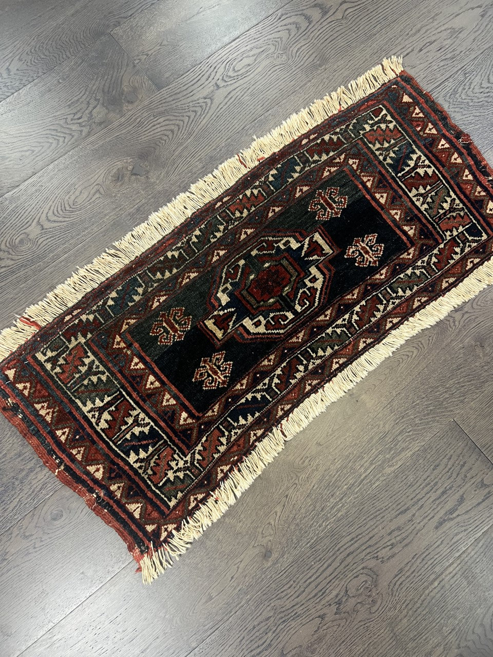 Amazing old antique Veramin Mafrash rug