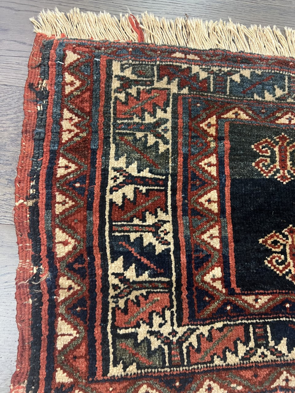 Amazing old antique Veramin Mafrash rug