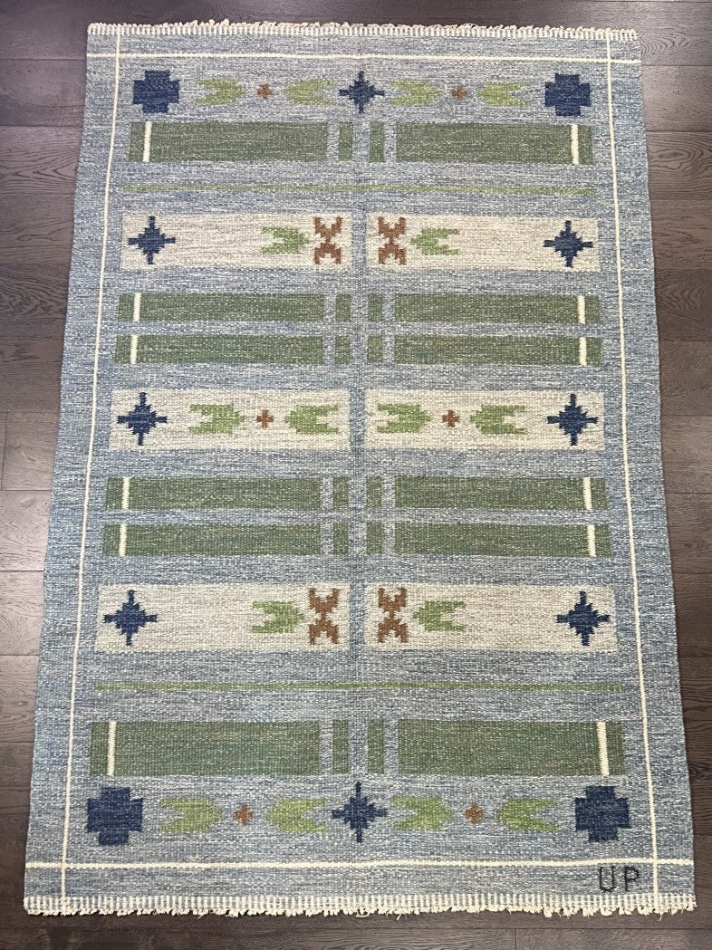 Amazing Swedish Kilim decorative rug