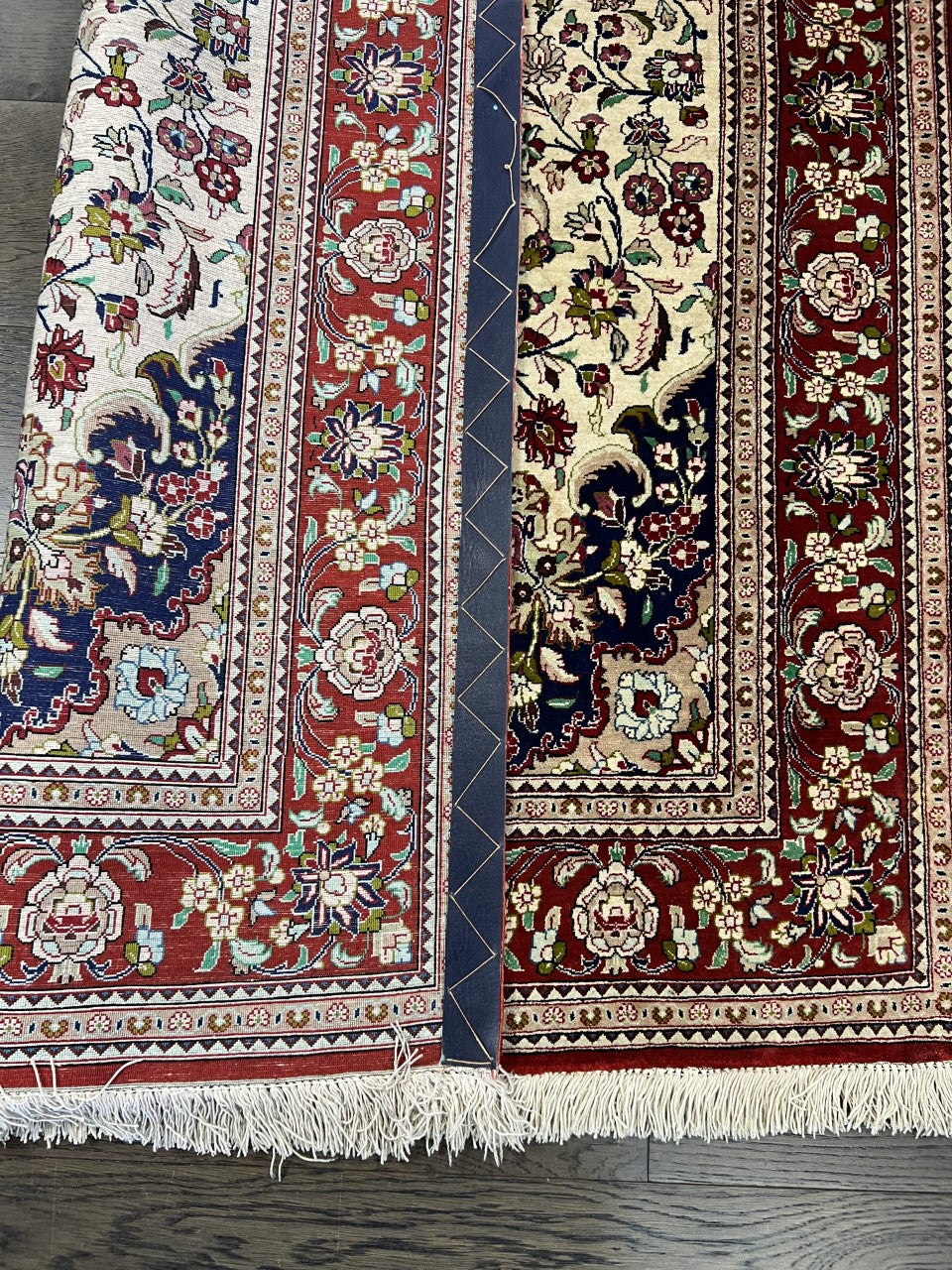 Wonderful vintage decorative Persian qom silk rug. - Hakiemie Rug Gallery