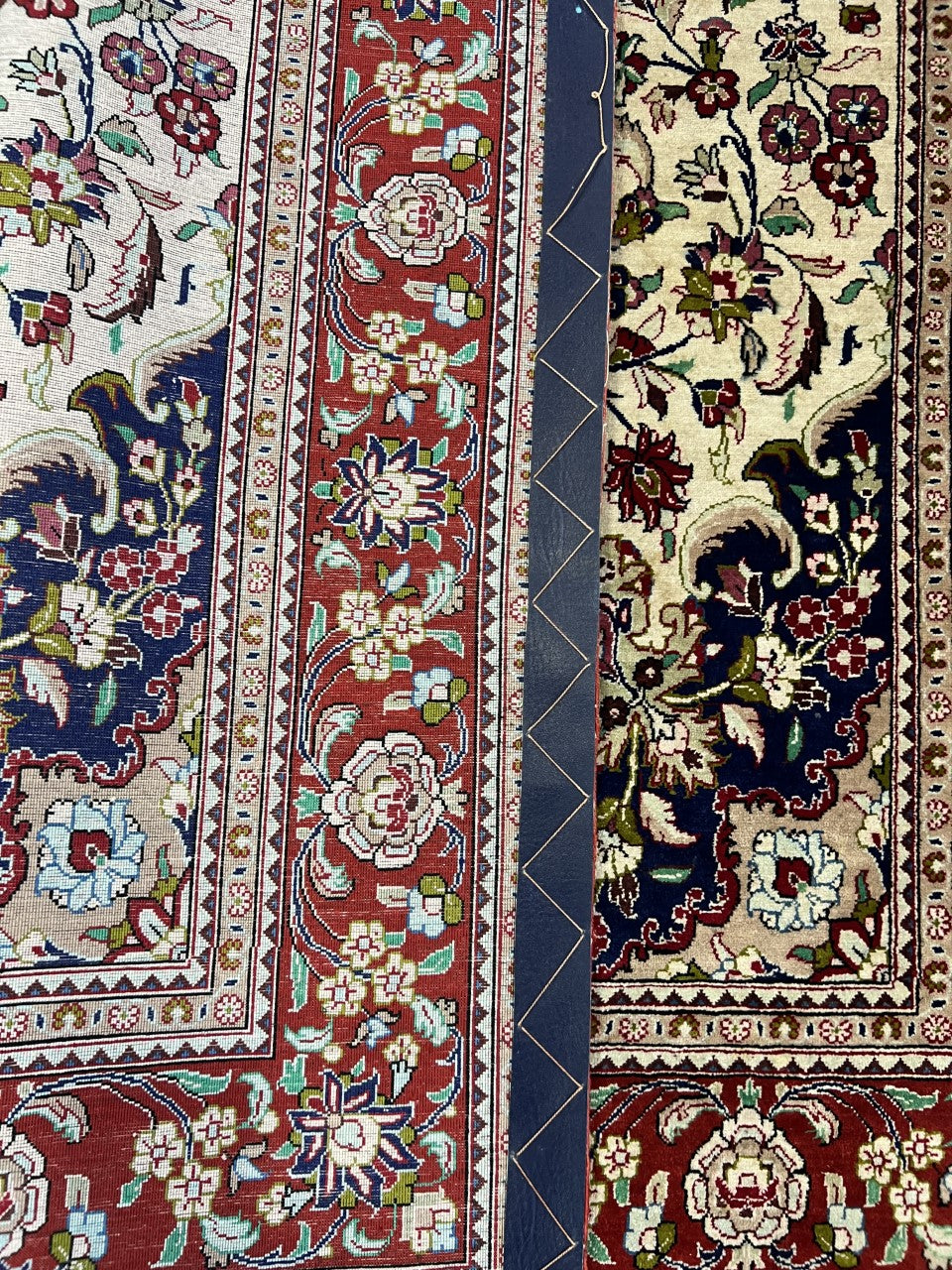 Wonderful vintage decorative Persian qom silk rug. - Hakiemie Rug Gallery