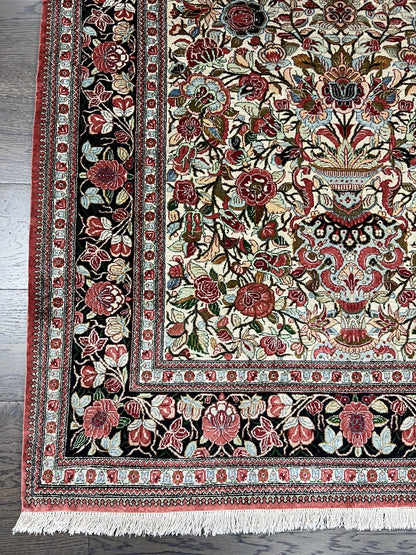 Amazing vintage decorative Qom silk rug - Hakiemie Rug Gallery