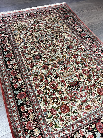 Amazing vintage decorative Qom silk rug - Hakiemie Rug Gallery