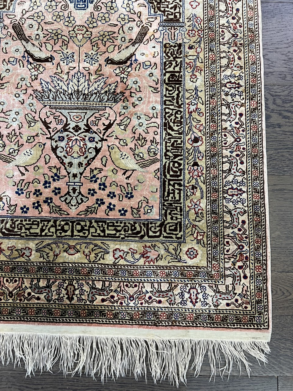 Amazing vintage decorative Turkish silk rug