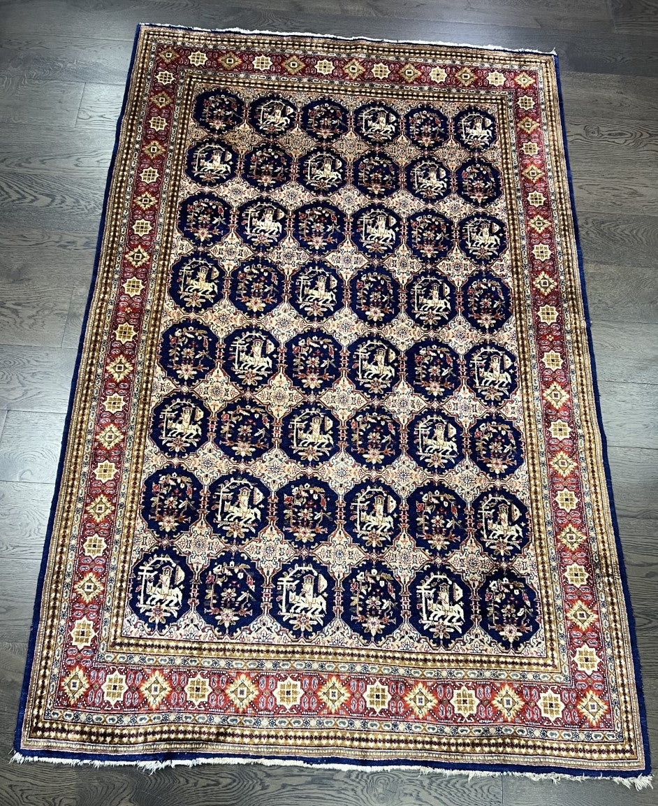 Wonderful vintage decorative silk rug - Hakiemie Rug Gallery