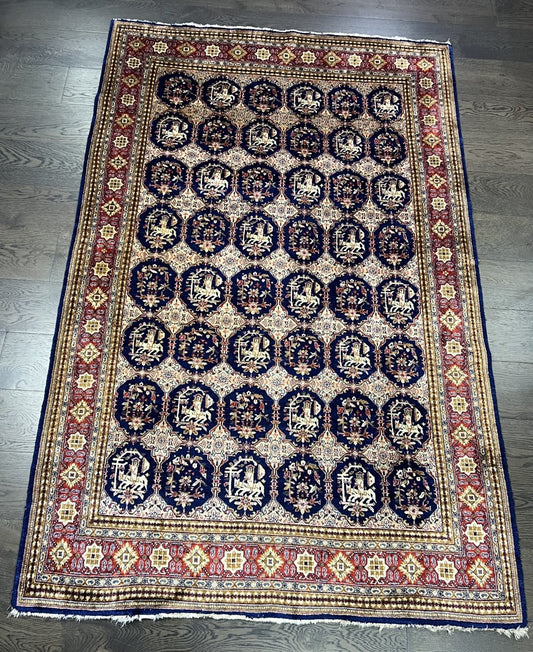 Wonderful vintage decorative silk rug